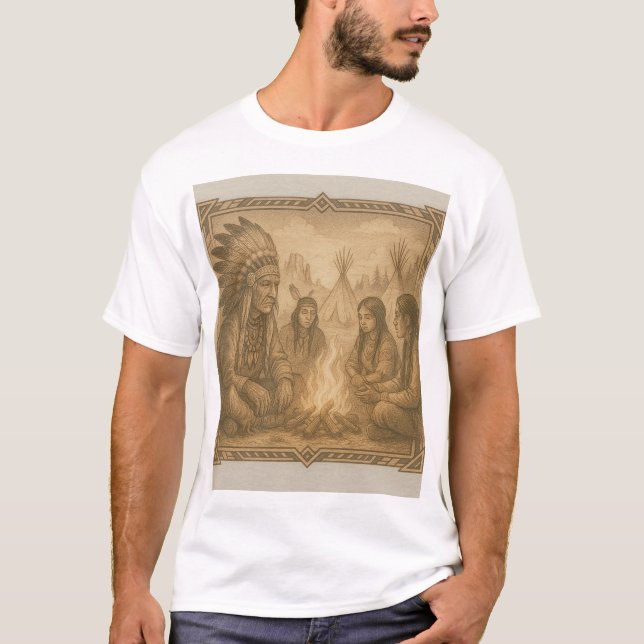 Camiseta Belo design gráfico de estilo ocidental. (Frente)