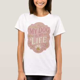Camiseta Belo Design Gráfico Dourado MEU CÃO É MINHA VIDA