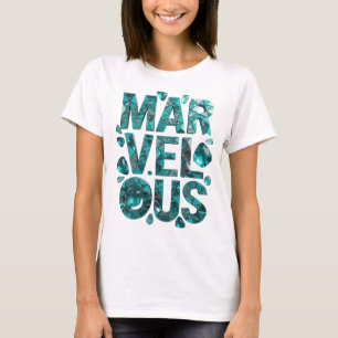 Camiseta Belo Design Gráfico MARAVILHOSO em Azul Turquesa