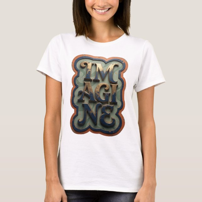 Camiseta Belo Design IMAGINE em Ouro (Frente)