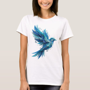 Camiseta Belo Design Moderno do PASSARINHO AZUL Prateado
