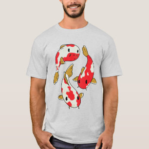 Camiseta Belo Designio de Peixes Koi Cartoon
