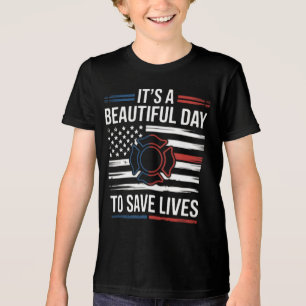 Camiseta Belo Dia Para Salvar Vidas Bombeiro PNG