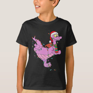 Camiseta Belo Dragão Bonito Beliscando Luzes de Natal