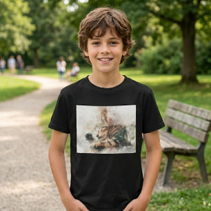 Camiseta Belo e bonito gatinho dormindo aquarela