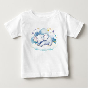 Camiseta Belo Elefante do Bebê na Lua -