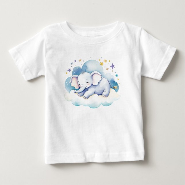 Camiseta Belo Elefante do Bebê na Lua - (Frente)