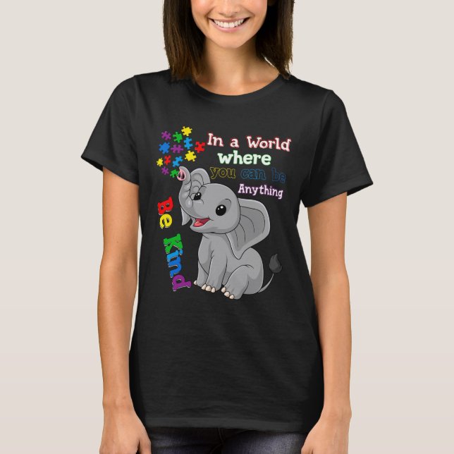 Camiseta Belo Elefante E Quebra-cabeça Piece Autism Awar (Frente)