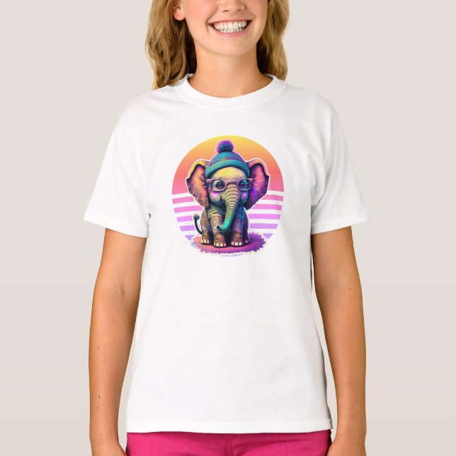 Camiseta Belo Elefante para Bebê com Óculos e Beanie (Frente)