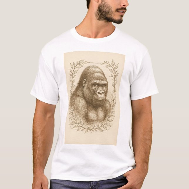 Camiseta Belo esboço animal de Gorilla (Frente)