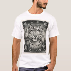 Camiseta Belo esboço Snow Leopard