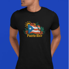 Camiseta Belo Floral Porto Rico Flag Trabalho de arte