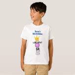 Camiseta Belo Funny Llama Ilustração Aniversário<br><div class="desc">t-shirt de aniversário personalizada com uma lama branca a soprar uma bolha rosa enquanto mascava chiclete. Vestindo uma coroa dourada e uma gravata arco preta.</div>