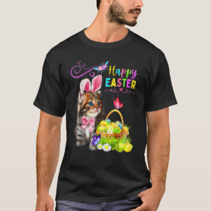 Camiseta Belo Gatinho Feliz Páscoa Gato Coelho E Ovos 1
