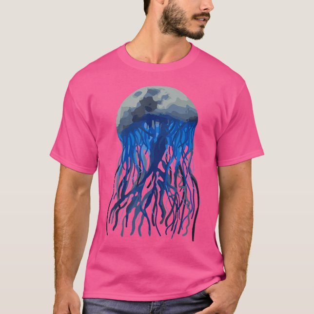 Camiseta Belo Jelly-Fish-Moon Engraçado (Frente)