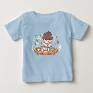 Camiseta Belo Menino Padeiro Kawaii Fazendo Biscoitos Toddl