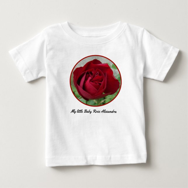 Camiseta Belo monograma de Rosa vermelha para seu bebê (Frente)