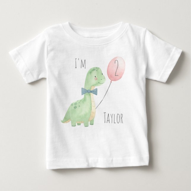 Camiseta Belo Namorado Dinossauro com 2 Anos (Frente)