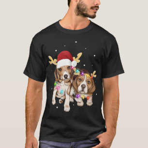 Camiseta Belo Natal Beagles Santa Hats Reindeer Cão Próprio