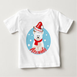 Camiseta Belo Natal Branco Urso Polar Vermelho Santa Ho Ho