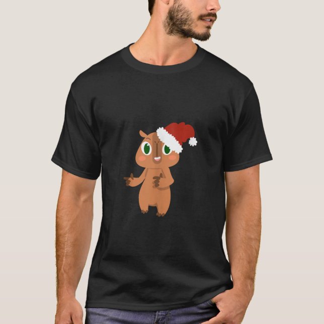 Camiseta Belo Natal Capybara Santa Claus Cavy Rat Roden (Frente)