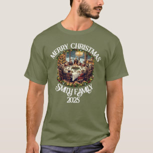 Camiseta Belo nome da família Feliz Natal Design