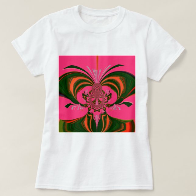 Camiseta Belo Ouro Vermelho Rosa Quente Africano Verde (Frente do Design)