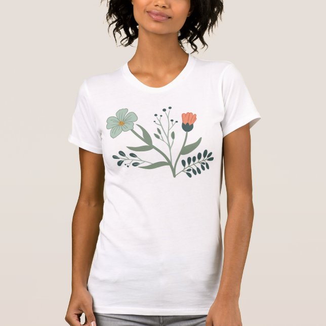 Camiseta Belo Padrão Botânico Floral (Frente)
