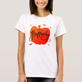 Camiseta Belo Pumpkin Feliz Tipografia de Halloween