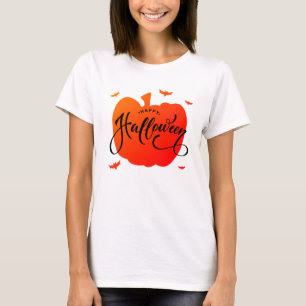 Camiseta Belo Pumpkin Feliz Tipografia de Halloween