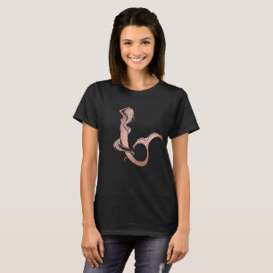 Camiseta Belo Rosa Dourado Sereia Folha de Folha