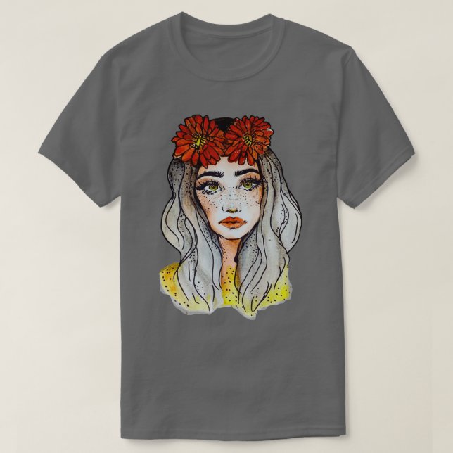 Camiseta Belo rosto com flor vermelha Presente Gráfico da M (Frente do Design)