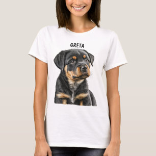 CAMISETA BELO ROTTWEILER DOG FACE NEGRO E TAN ROTTWEILER