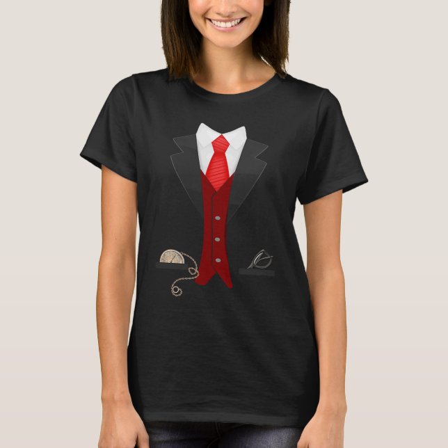 Camiseta Belo Tie Preto Falso Falso Falso De Tuxedo (Frente)