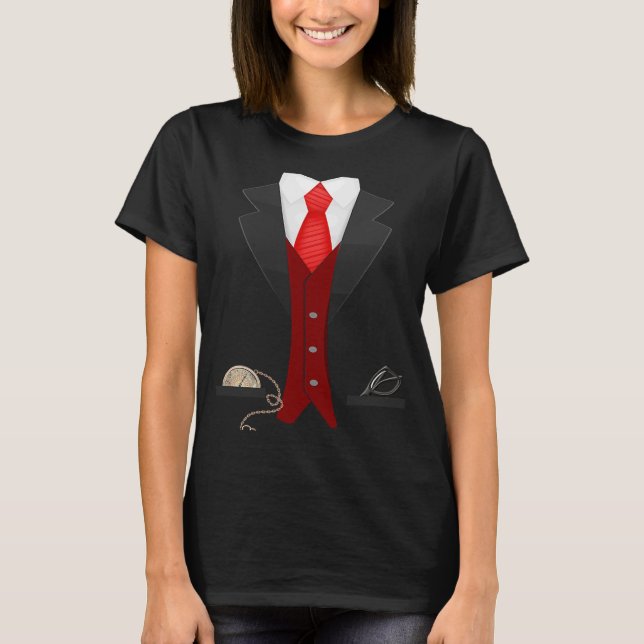 Camiseta Belo Tie Preto Falso Falso Falso De Tuxedo (Frente)