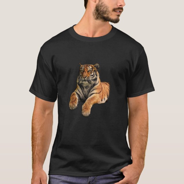 Camiseta Belo Tigre de Bengala Rosto e Foto de Pinças (Frente)