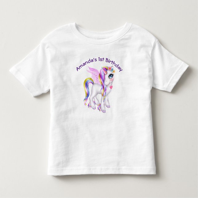 Camiseta Belo Unicórnio com Rainbow Mane Tail (Frente)