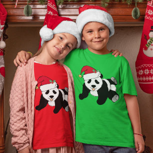 Camiseta Belo Urso de Panda de Natal em Crianças de Papai N