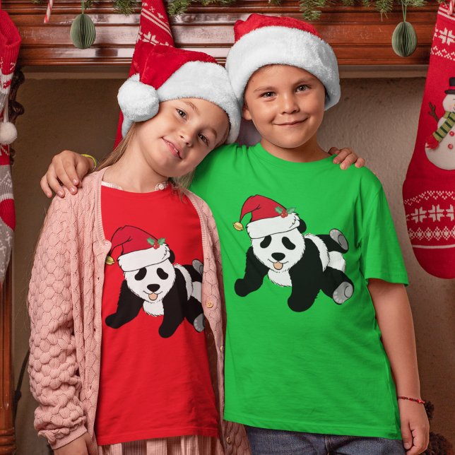 Camiseta Belo Urso de Panda de Natal em Crianças de Papai N (Criador carregado)