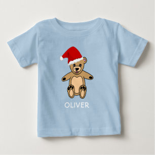 Camiseta Belo Urso de Teddy com Papai Noel de Natal T-Sh