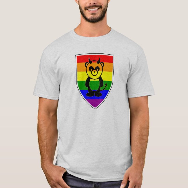 Camiseta Belo Urso Gay panda no arco-íris (Frente)