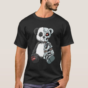 Camiseta Belo Urso Panda Assustador Robô Cibernético Amor A