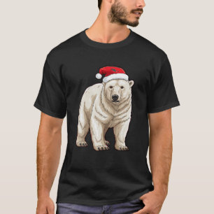 Camiseta Belo Urso Polar De Natal Luz Santa Hat Xmas Pa