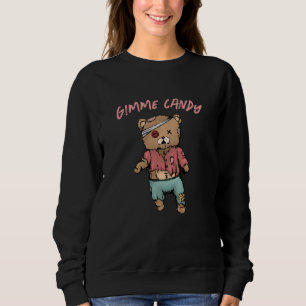 Camiseta Belo Urso Rosa Zombie Gimme Candy Halloween