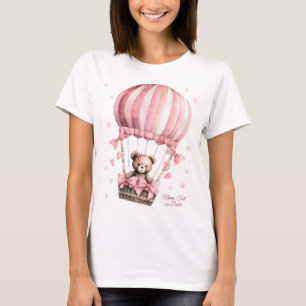 Camiseta Belo Urso Vermelho Rosa, Rosa, Balão de Ar Quente