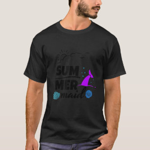 Camiseta Belo Verão, Linda Cauda De Sereia Com Conchas De C