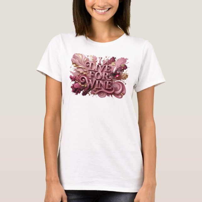 Camiseta Belo Vermelho EU AMO VINHO Design de Texto (Frente)