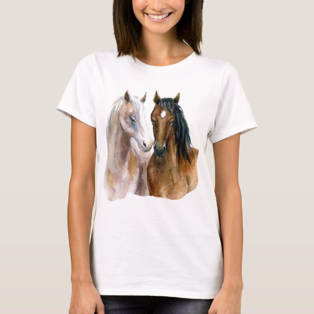 Camiseta Belos Cavalos de Aquarela (Frente)