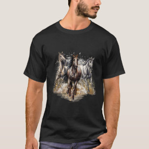 Camiseta Belos Cavalos Desenhando Cavalos De Arte Cavalando