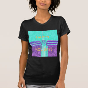Camiseta Belos Felizes Feriados Azuis design vetor ciano